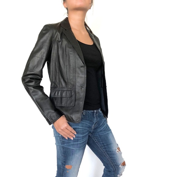 IDEOLOGY - Black Leather Blazer - Picture 1 of 4